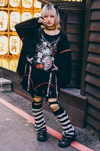 Top de Manga Larga Deadly Higanbana Negro x Rojo - Jill Punk 2