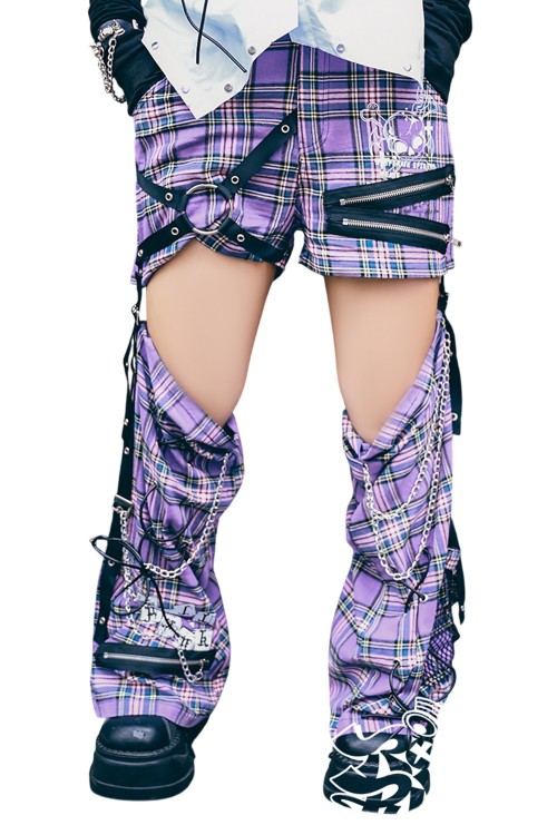 Short con Calentadores Heartthrob Tartán Lila - Jill Punk