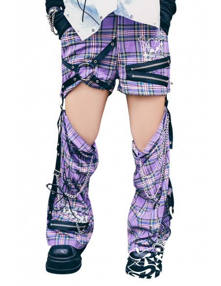Heartthrob Shorts with Leg Warmers Purple Tartan - Jill Punk