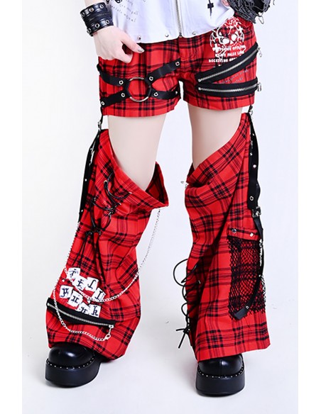 Heartthrob Shorts with Leg Warmers Red Tartan - Jill Punk