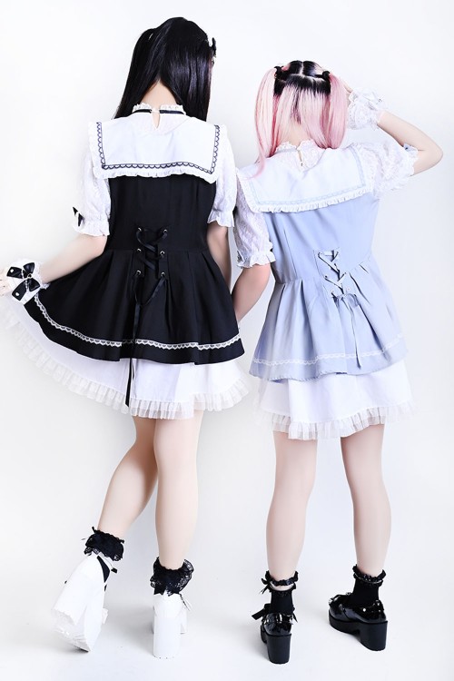 Magic Angel Dress in Blue x White - Jill Punk