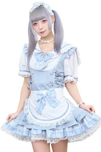 Vestido White Rabbit Cafe en Azul x Blanco - Jill Punk
