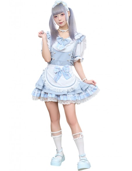 White Rabbit Cafe Dress in Blue x White - Jill Punk