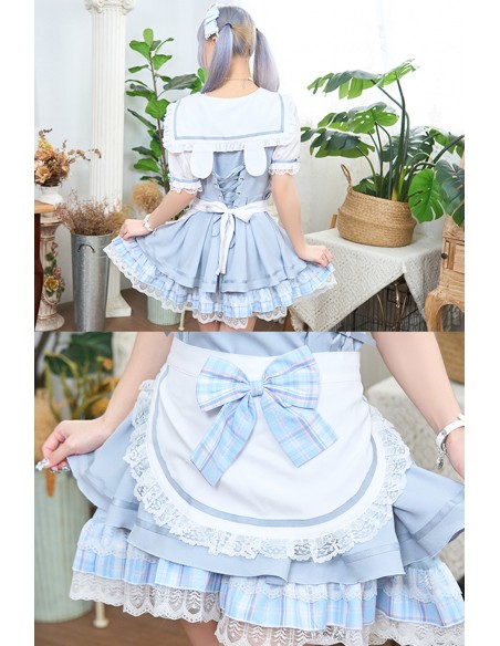 Vestido White Rabbit Cafe en Azul x Blanco - Jill Punk