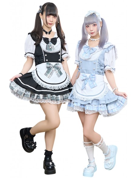 White Rabbit Cafe Dress in Blue x White - Jill Punk