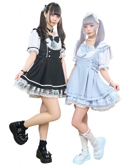 White Rabbit Cafe Dress in Blue x White - Jill Punk