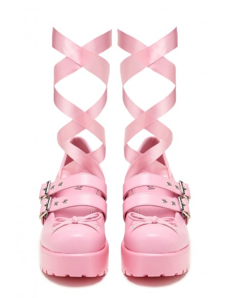 Mary Janes Ballet Miyako Lace Up Pink - Koi Footwear