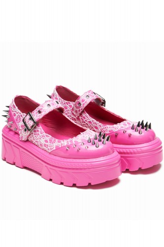 Mary Janes Candyfloss Demon Spiked en Fucsia - Koi Footwear