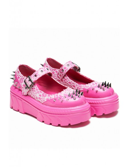 Mary Janes Candyfloss Demon Spiked en Fucsia - Koi Footwear