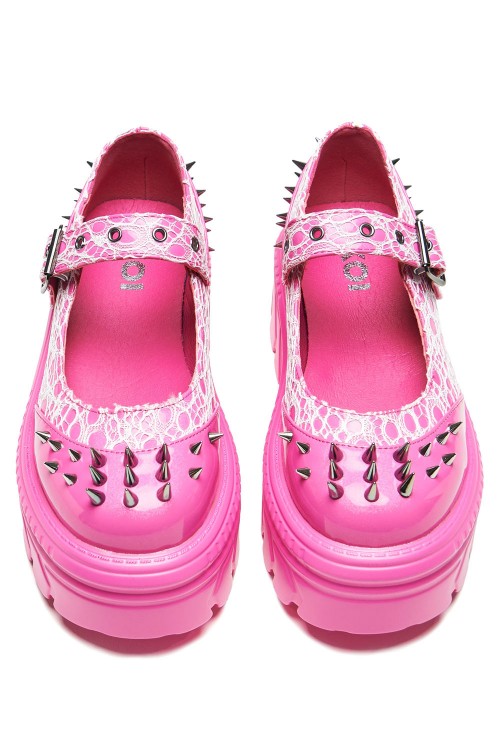 Mary Janes Candyfloss Demon Spiked in Fuchsia- Koi Footwear