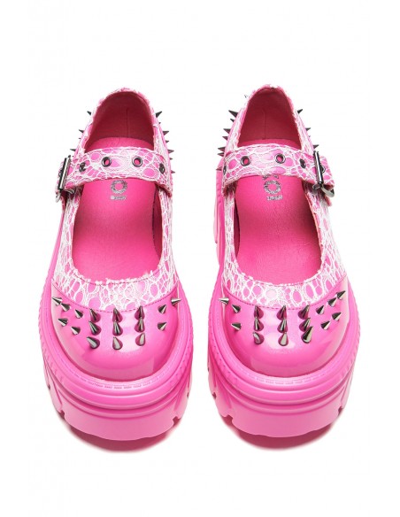 Mary Janes Candyfloss Demon Spiked en Fucsia - Koi Footwear