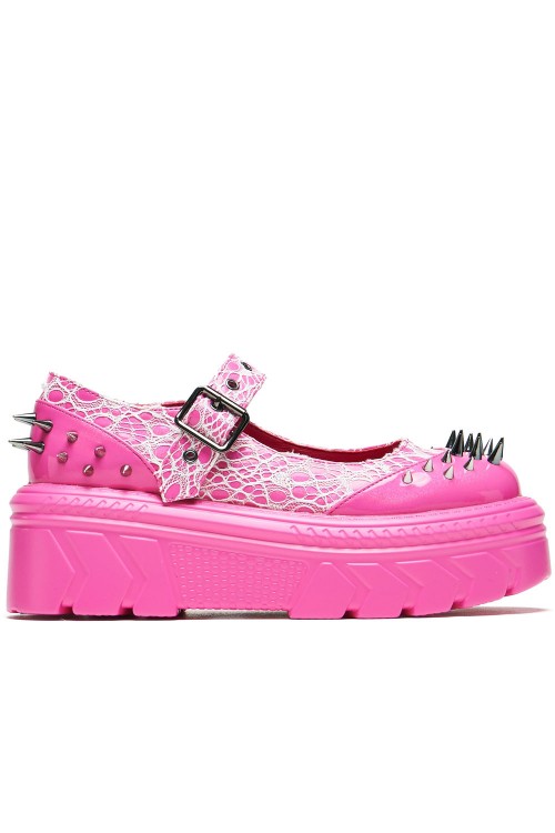 Mary Janes Candyfloss Demon Spiked in Fuchsia- Koi Footwear