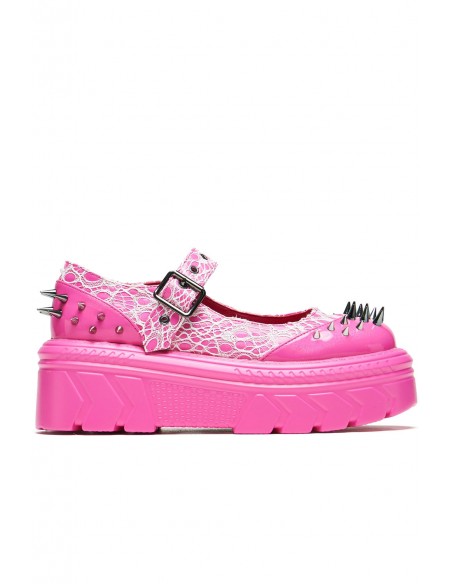Mary Janes Candyfloss Demon Spiked en Fucsia - Koi Footwear