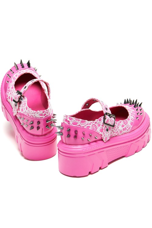 Mary Janes Candyfloss Demon Spiked in Fuchsia- Koi Footwear
