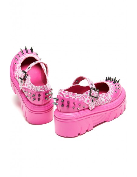 Mary Janes Candyfloss Demon Spiked en Fucsia - Koi Footwear