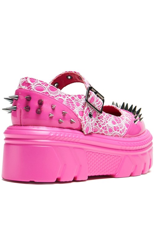 Mary Janes Candyfloss Demon Spiked in Fuchsia- Koi Footwear