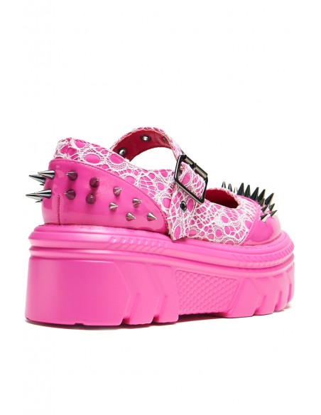 Mary Janes Candyfloss Demon Spiked en Fucsia - Koi Footwear