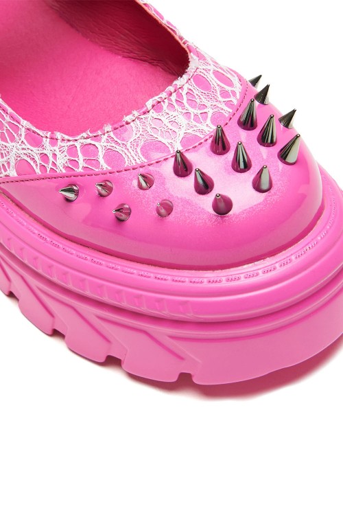 Mary Janes Candyfloss Demon Spiked en Fucsia - Koi Footwear