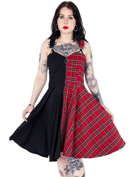 Vestido Dione Tartán Rojo x Negro - Heartless