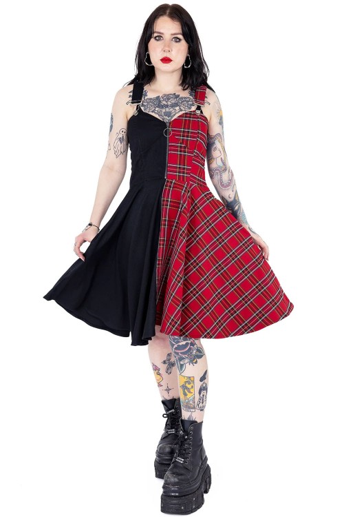 Dione Dress Red Tartan x Black - Heartless