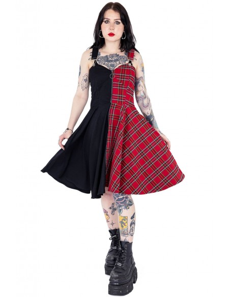 Dione Dress Red Tartan x Black - Heartless