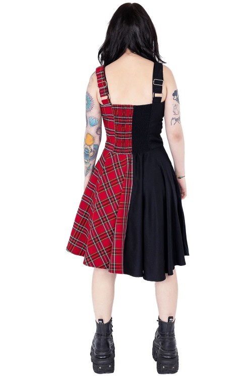 Vestido Dione Tartán Rojo x Negro - Heartless