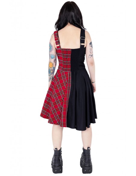 Dione Dress Red Tartan x Black - Heartless