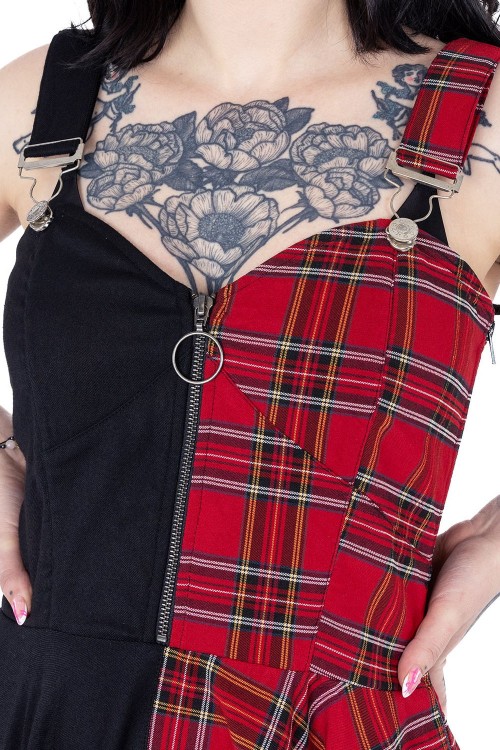 Dione Dress Red Tartan x Black - Heartless