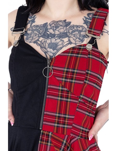 Dione Dress Red Tartan x Black - Heartless