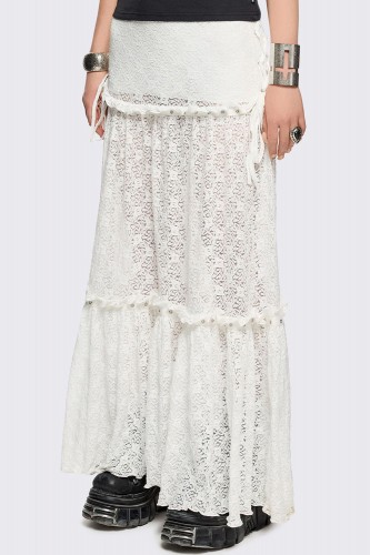 Alice White Lace Long Skirt - Minga London 2