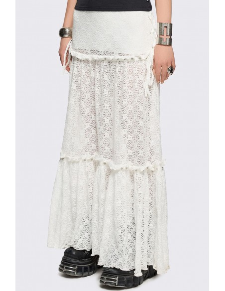 Alice White Lace Long Skirt - Minga London
