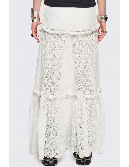 Falda Larga de Encaje Blanco Alice - Minga London