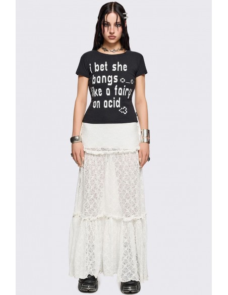 Falda Larga de Encaje Blanco Alice - Minga London