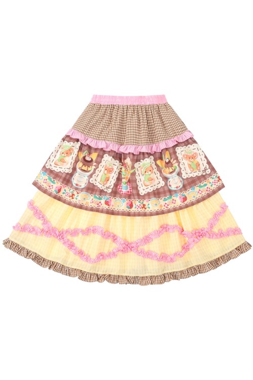 Sweet Melon Shop Choco Vanilla Strawberry Midi Skirt ~ Lutra Jump