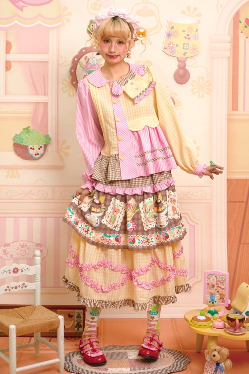 Sweet Melon Shop Choco Vanilla Strawberry Midi Skirt ~ Lutra Jump