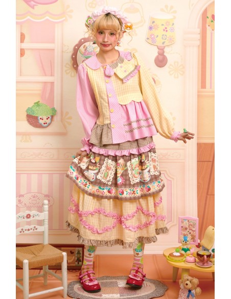 Sweet Melon Shop Choco Vanilla Strawberry Midi Skirt ~ Lutra Jump
