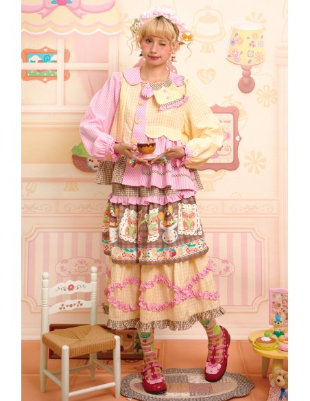 Sweet Melon Shop Choco Vanilla Strawberry Midi Skirt ~ Lutra Jump