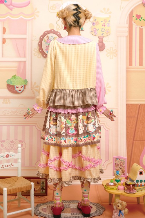 Sweet Melon Shop Choco Vanilla Strawberry Midi Skirt ~ Lutra Jump