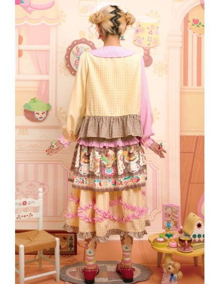 Sweet Melon Shop Choco Vanilla Strawberry Midi Skirt ~ Lutra Jump