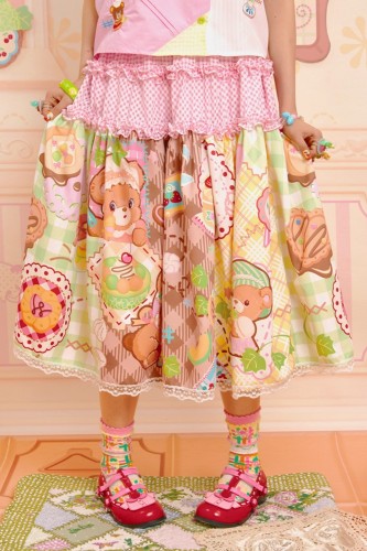 Sweet Melon Shop Print Midi Skirt ~ Lutra Jump