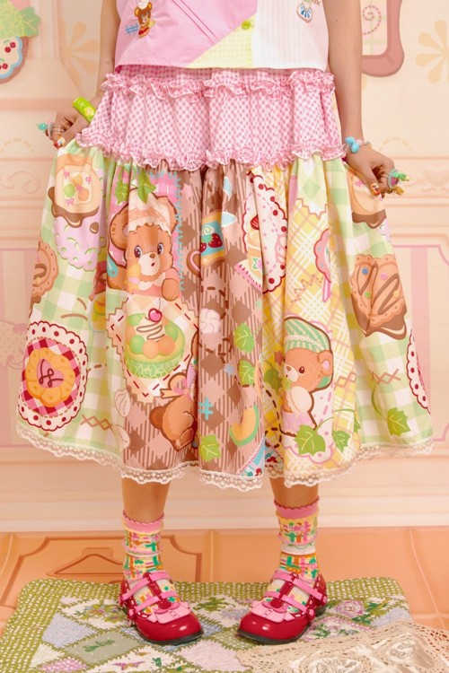 Falda Midi Sweet Melon Shop Print ~ Lutra Jump