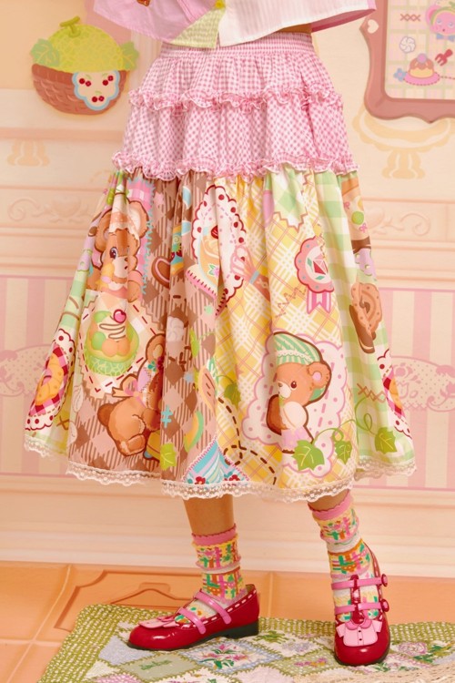 Sweet Melon Shop Print Midi Skirt ~ Lutra Jump