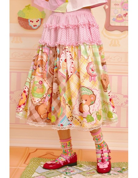 Sweet Melon Shop Print Midi Skirt ~ Lutra Jump