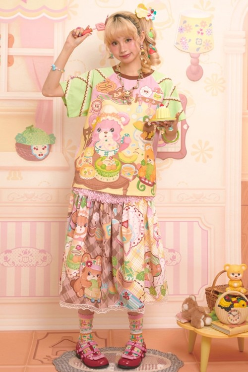 Falda Midi Sweet Melon Shop Print ~ Lutra Jump