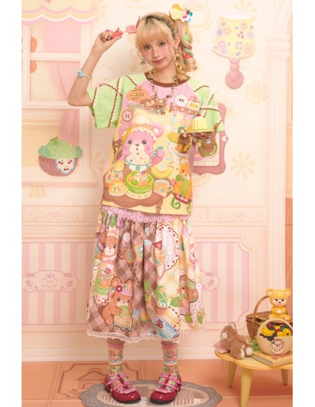 Sweet Melon Shop Print Midi Skirt ~ Lutra Jump