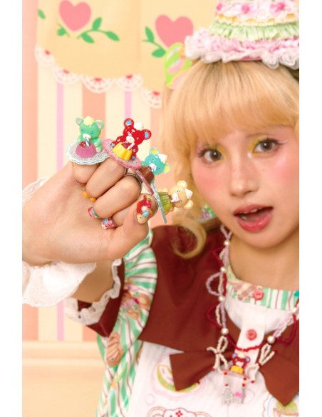 Sweet Melon Shop Pudding Bear Red Ring - Lutra Jump