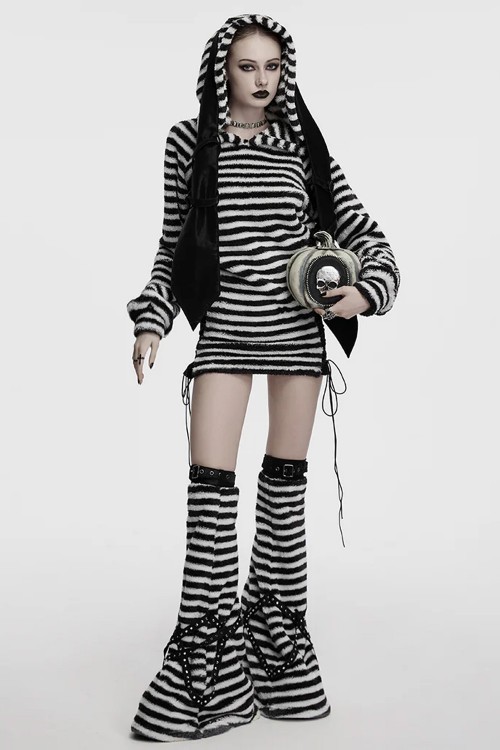 Striped Bunny Hoodie - Punk Rave