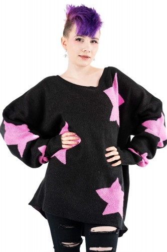 Seeing Stars Jersey in Black x Pink - Heartless