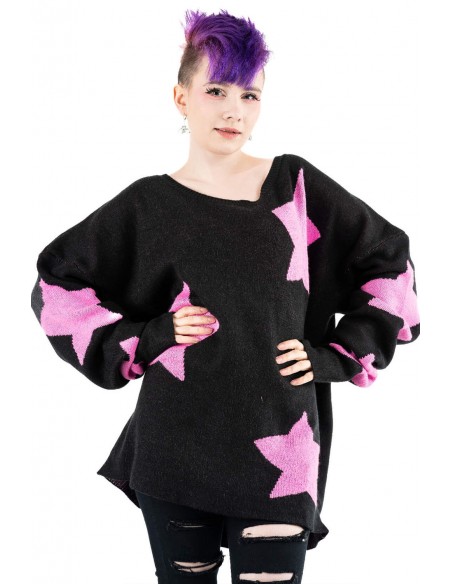 Seeing Stars Jersey in Black x Pink - Heartless