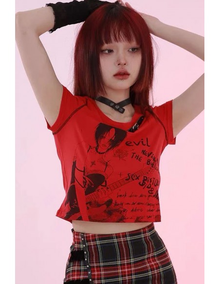 Top Punk Rock Girl en Rojo - Evil Tooth